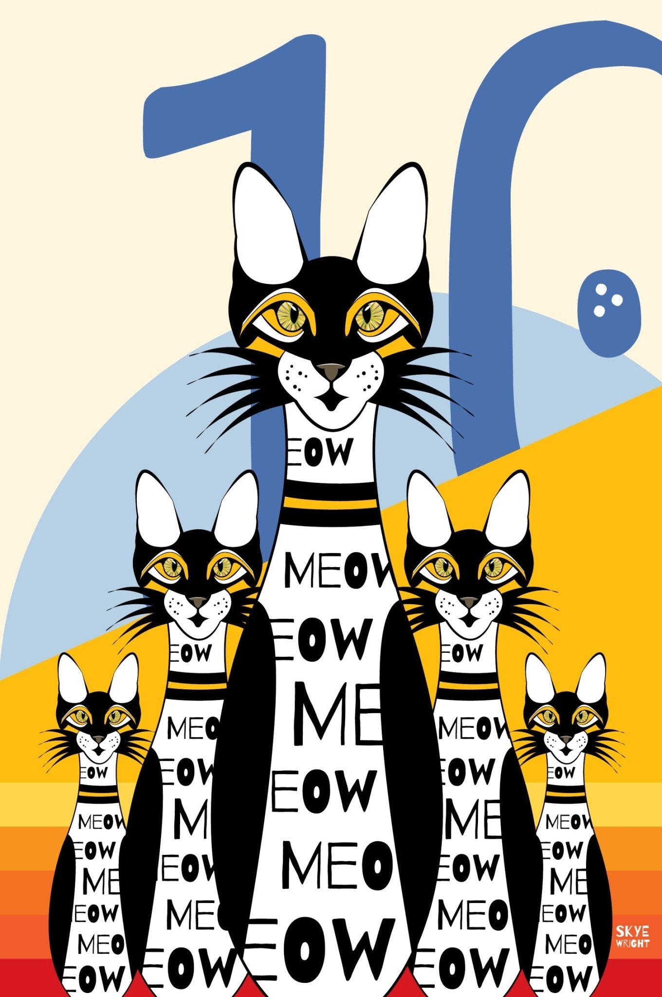 "10 Pin Bowling Cat's" - Retro Acrylic Art for Cat Lovers Home and Office - 36 x 24 - WeezWomp