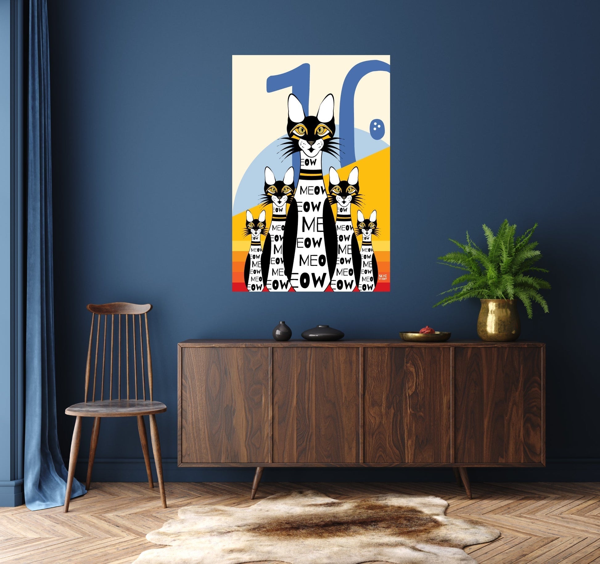 "10 Pin Bowling Cat's" - Retro Acrylic Art for Cat Lovers Home and Office - 36 x 24 - WeezWomp