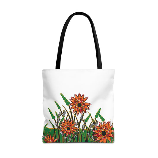 Flowers in Green - Fashion Tote & Beach Bag