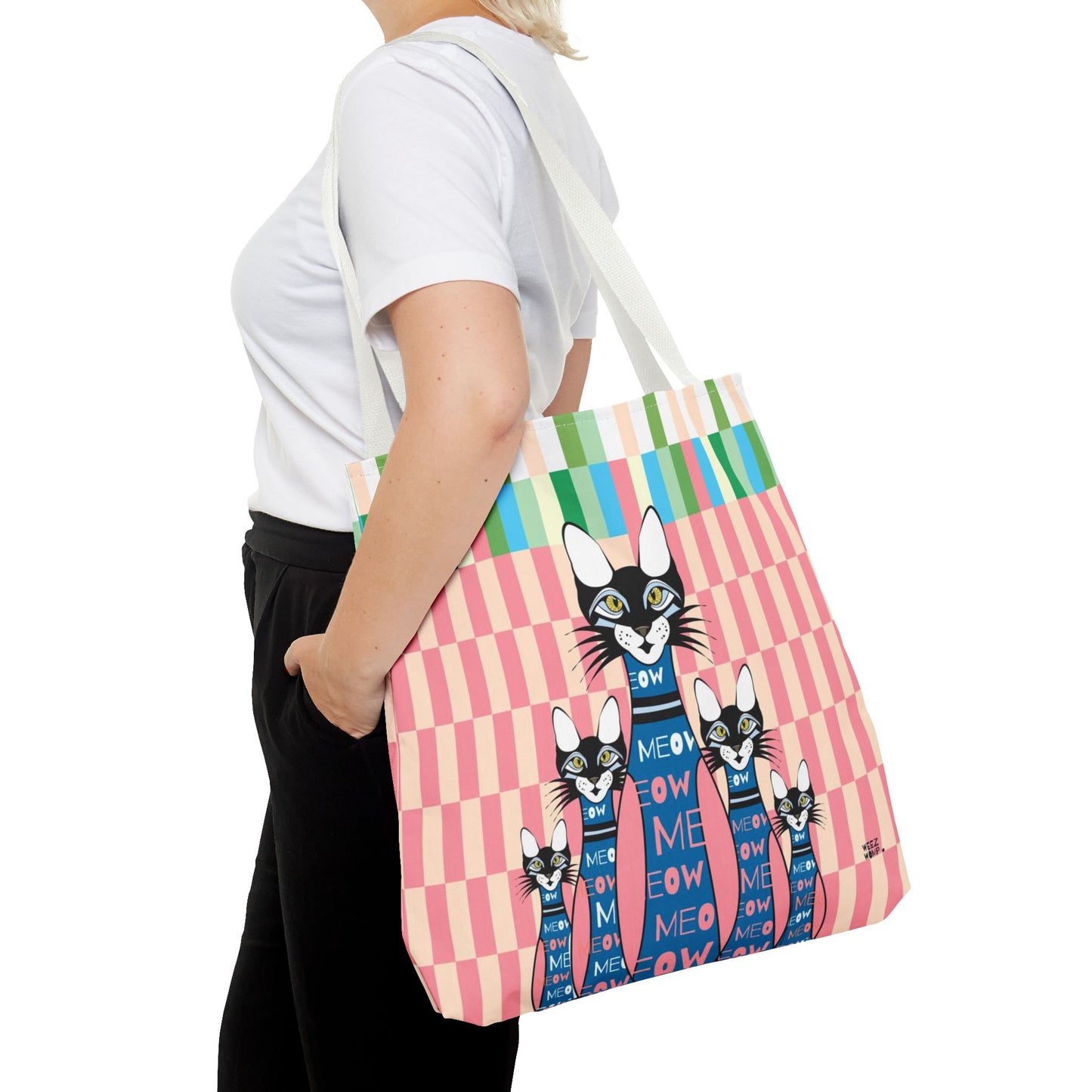 10 Pin Cat's in Pink - Fashion Tote & Beach Bag