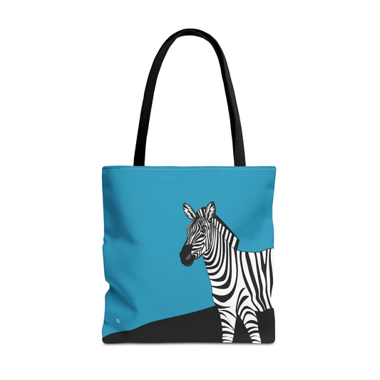 Zebra on Turquoise - Fashion Tote & Beach Bag