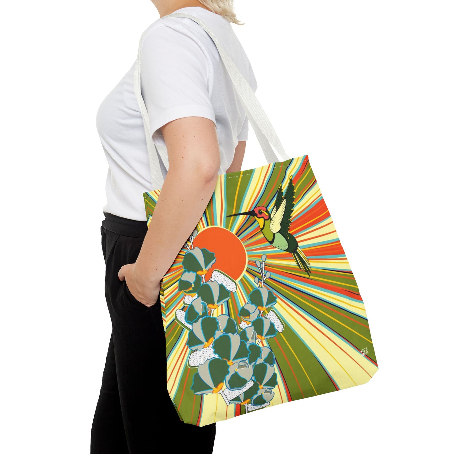 Hummingbird in Camo - Fashion Tote & Beach Bag