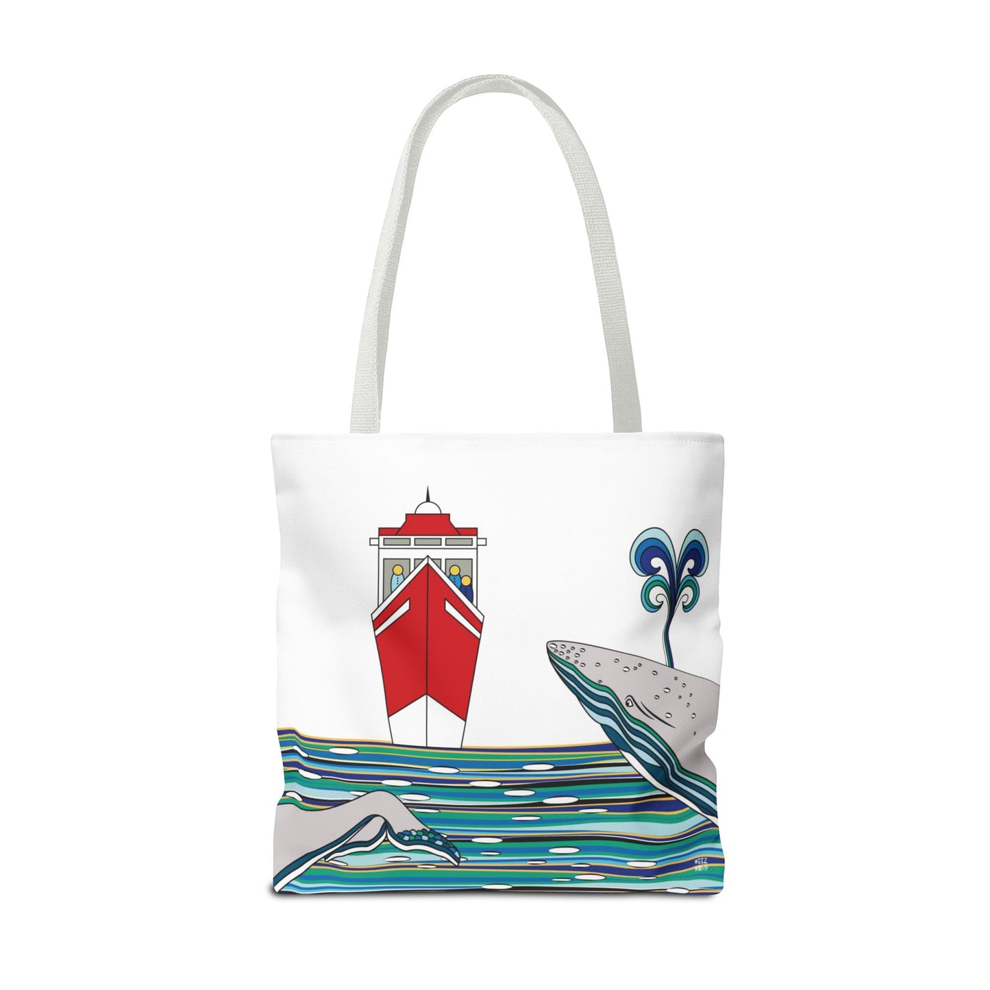 Watching Whales in White - Fashion Tote & Beach Bag