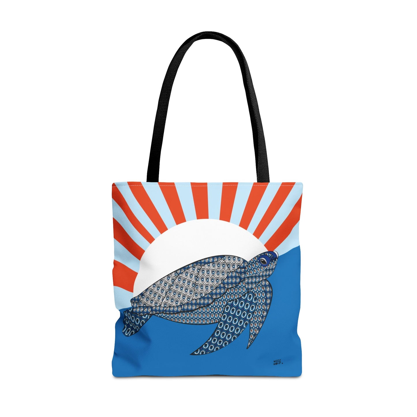 Sea Turtle in Blue Fashion Tote - Fashion Tote & Beach Bag