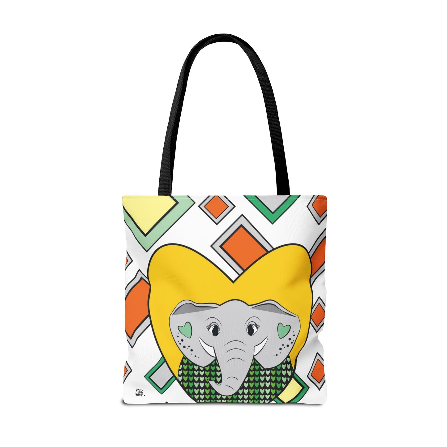 Elephant Love in Green - Fashion Tote & Beach Bag