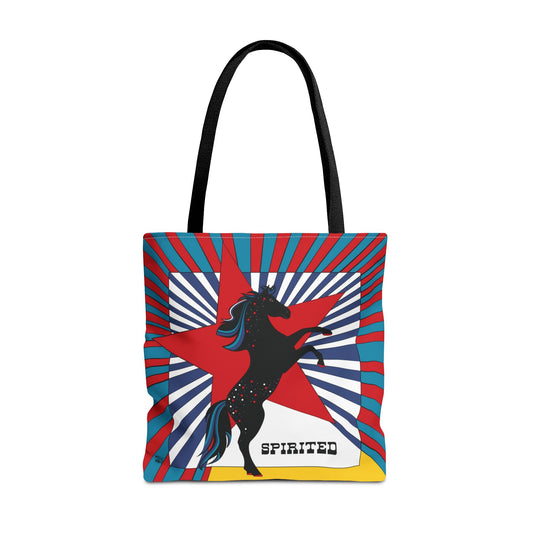 Spirited Horse & Star in Red  - Fashion Tote & Beach Bag