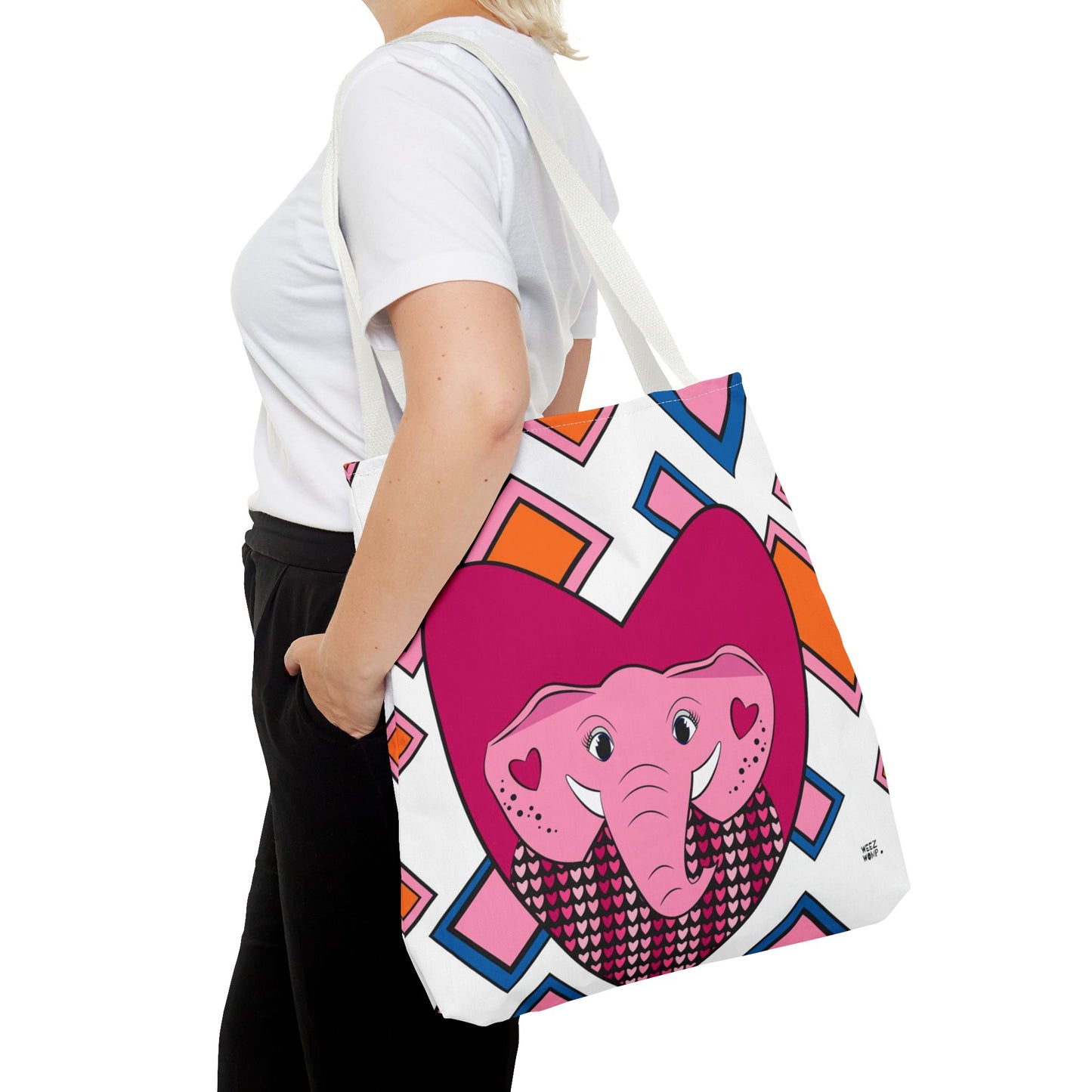 Elephant Love in Pink - Fashion Tote & Beach Bag