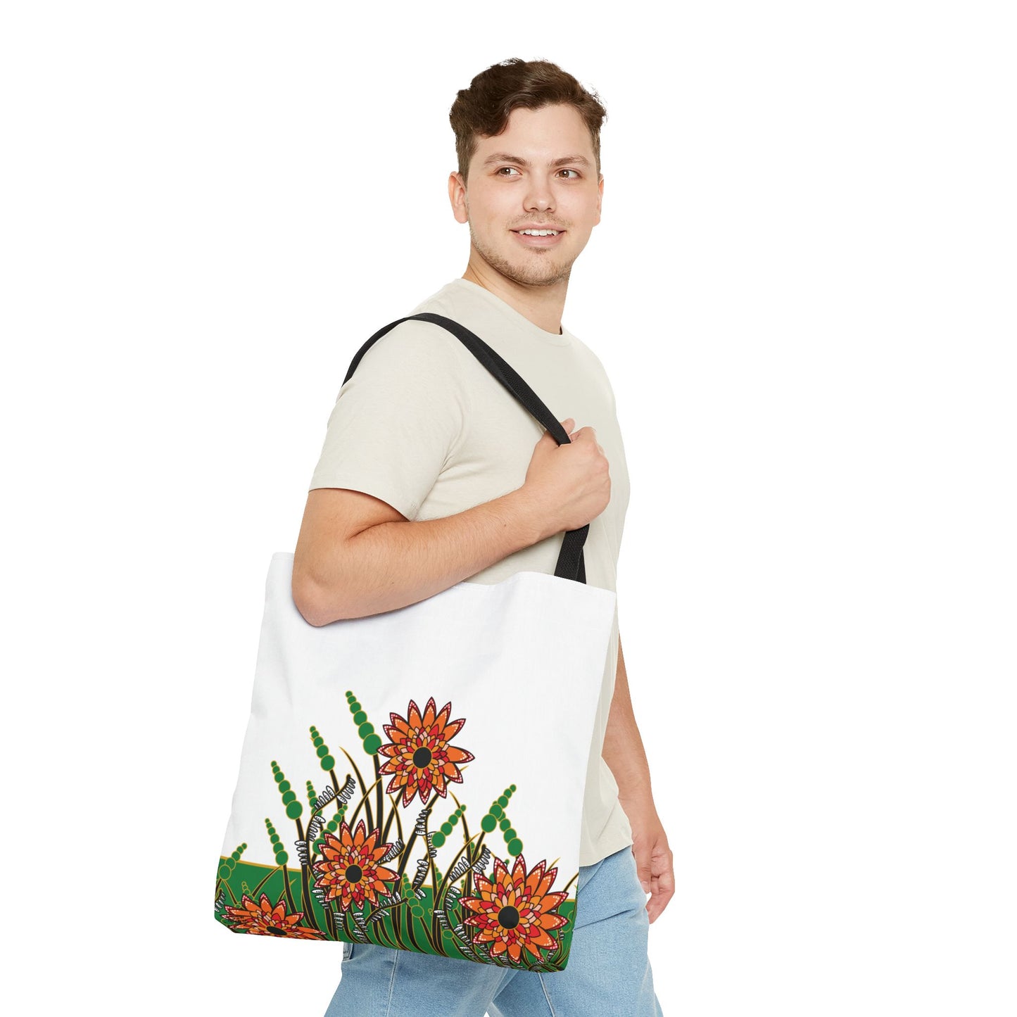 Flowers in Green - Fashion Tote & Beach Bag