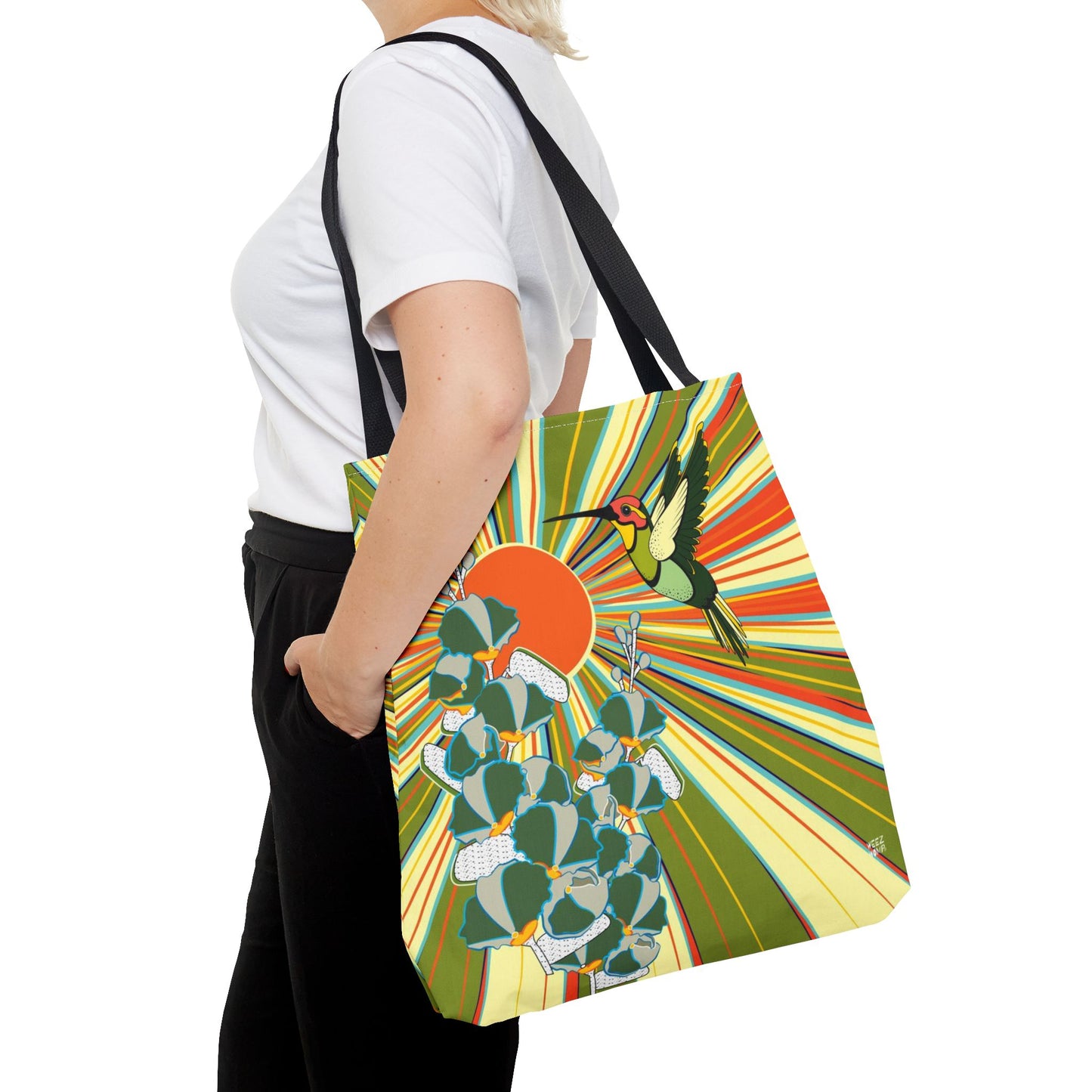 Hummingbird in Camo - Fashion Tote & Beach Bag