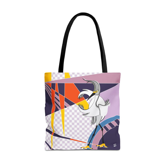 Egret Walks in Purple - Fashion Tote & Beach Bag