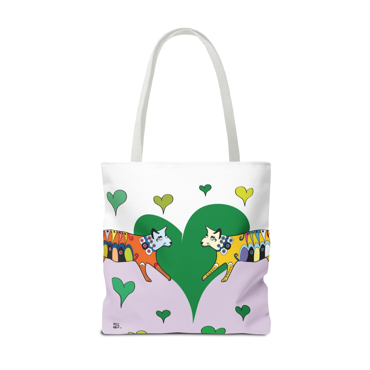 Cat Love in Green - Fashion Tote & Beach Bag