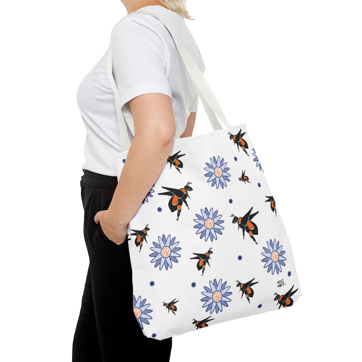 White Bumble Bee Fashion Tote & Beach Bag