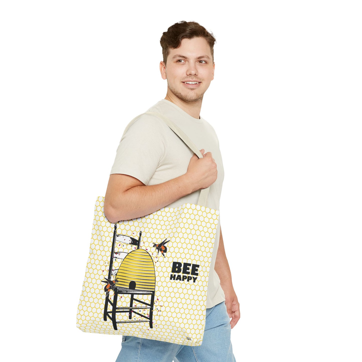 Bee Happy Bee Hive - Fashion Tote & Beach Bag