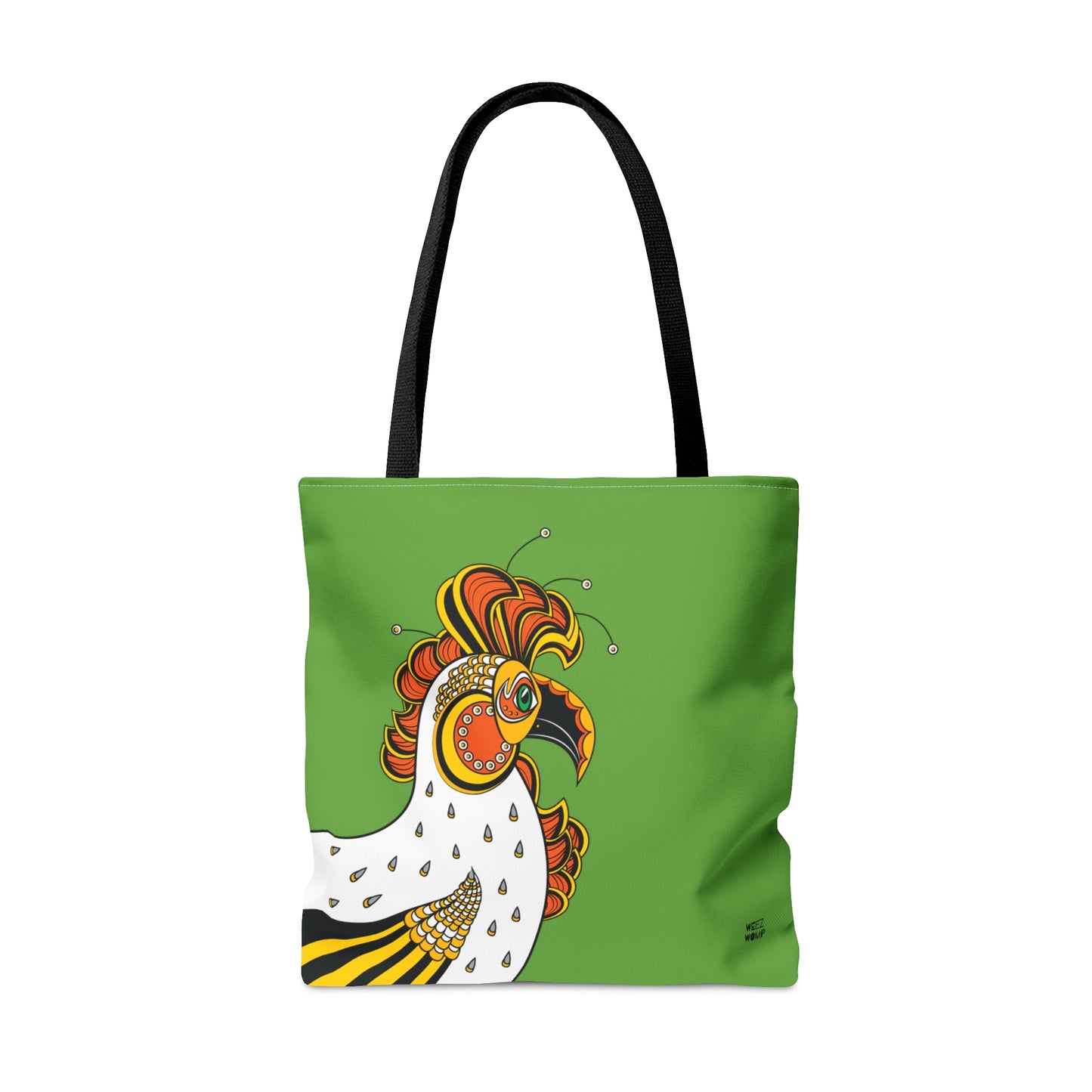 Rooster in Green Fashion Tote & Beach Bag