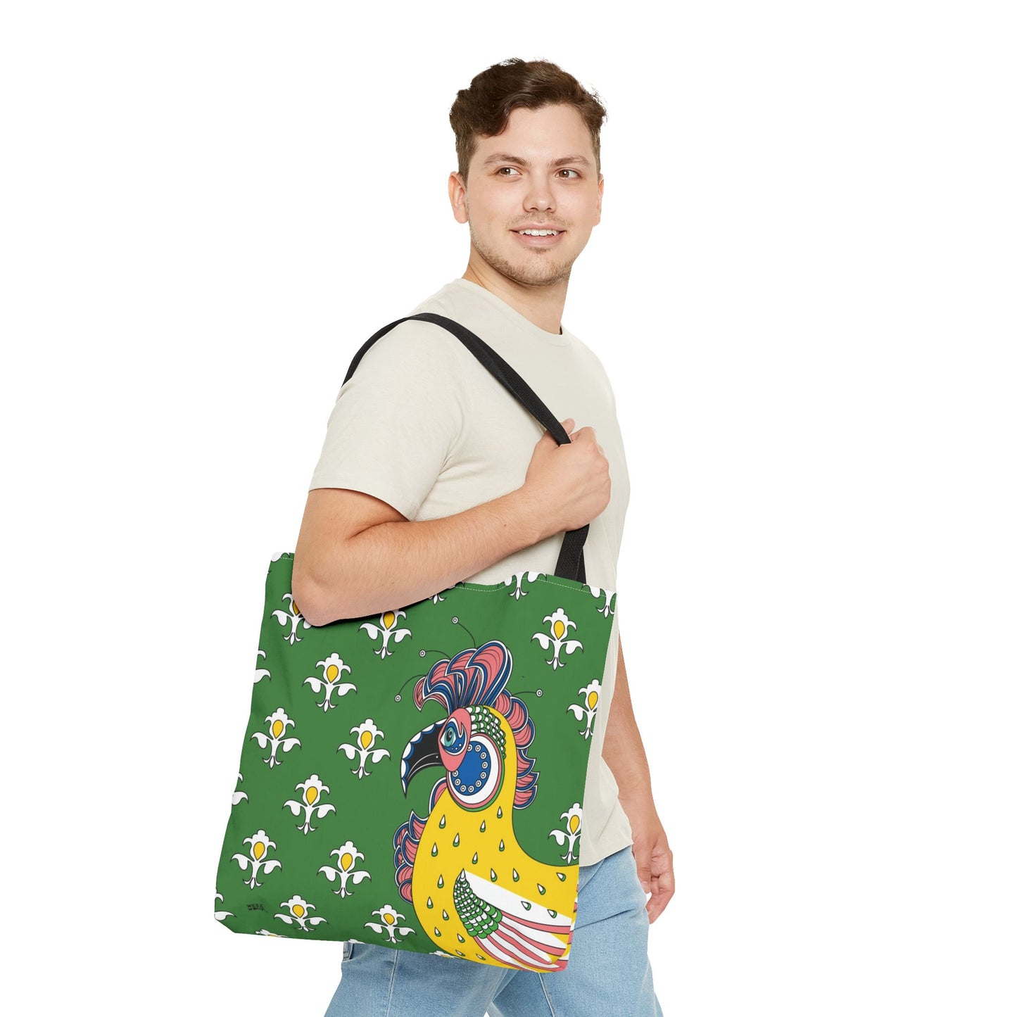 Fluer de Lis Rooster in Green - Fashion Tote & Beach Bag