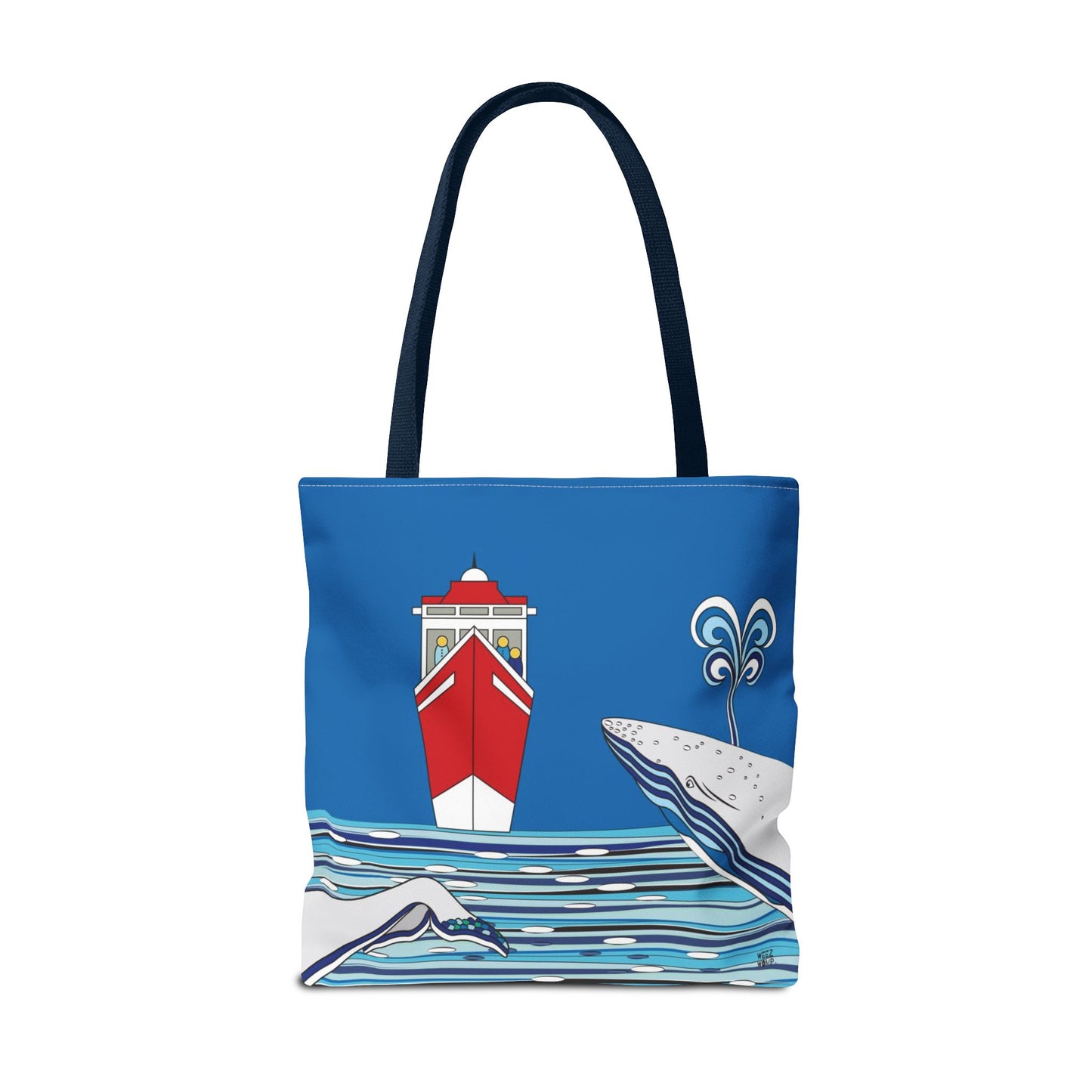 Watching Whales in Blue - Fashion Tote & Beach Bag