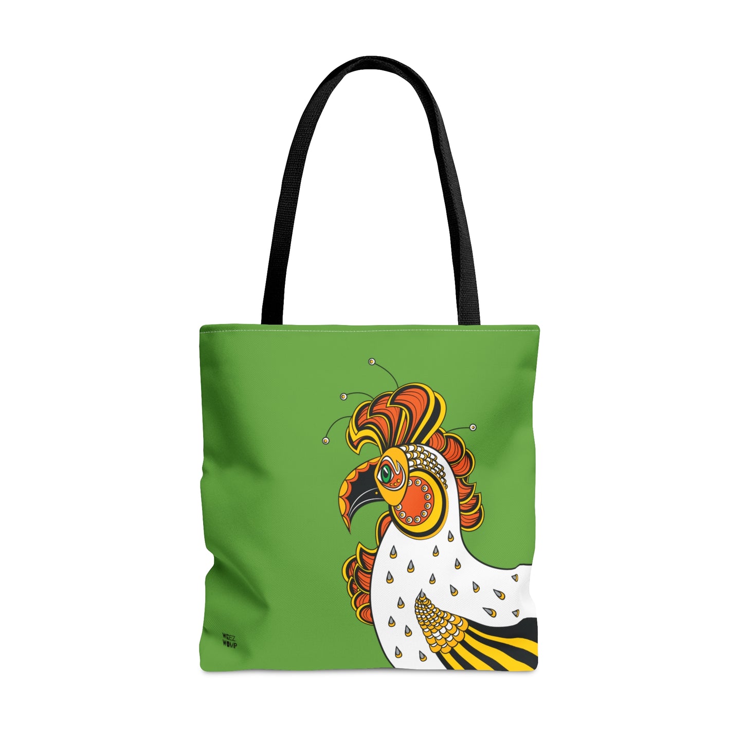 Rooster in Green Fashion Tote & Beach Bag