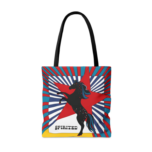 Spirited Horse & Star in Red - Fashion Tote & Beach Bag