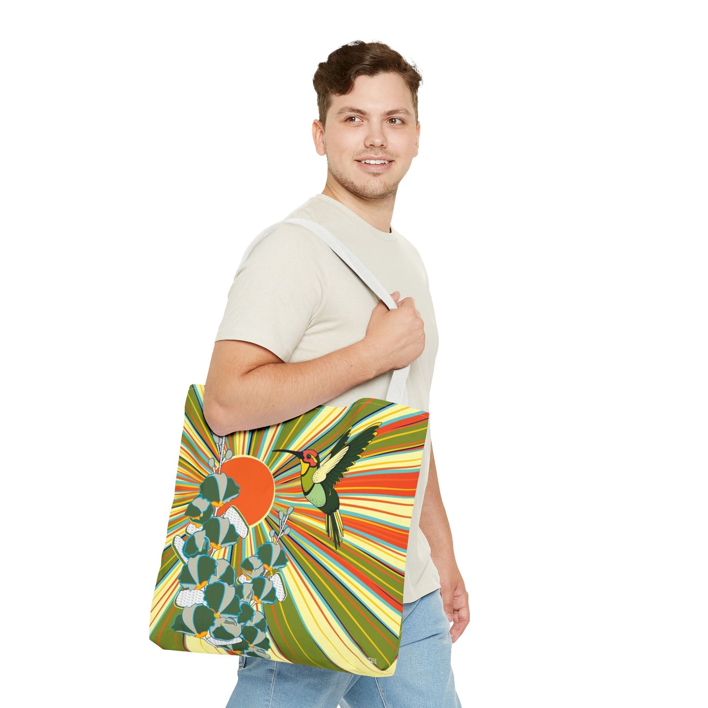 Hummingbird in Camo - Fashion Tote & Beach Bag