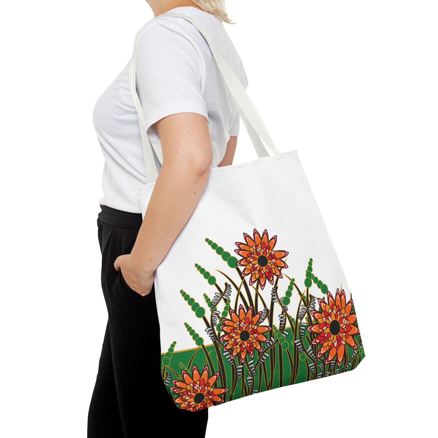 Flowers in Green - Fashion Tote & Beach Bag