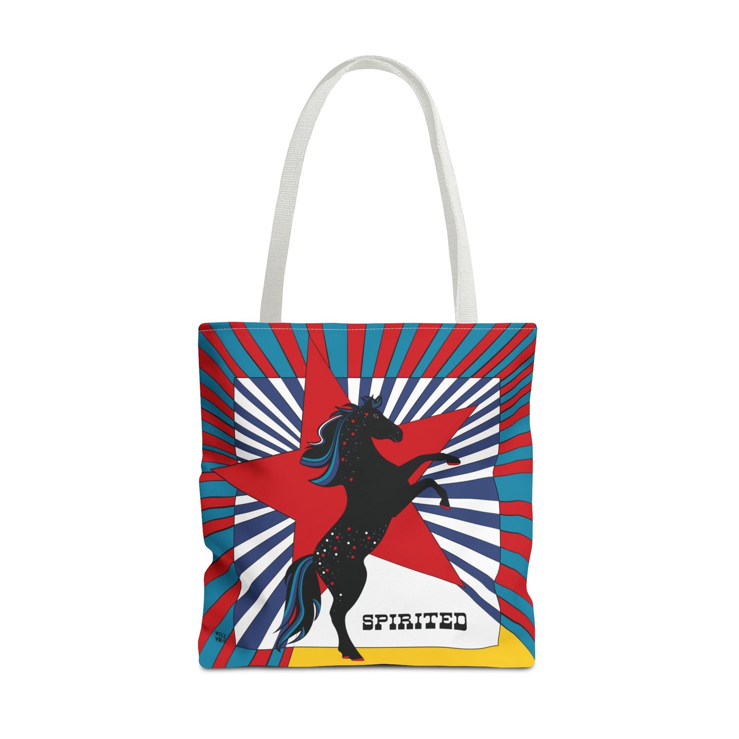 Spirited Horse & Star in Red  - Fashion Tote & Beach Bag