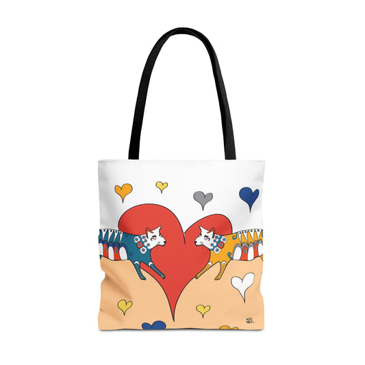 Cat Love in Orange - Fashion Tote & Beach Bag