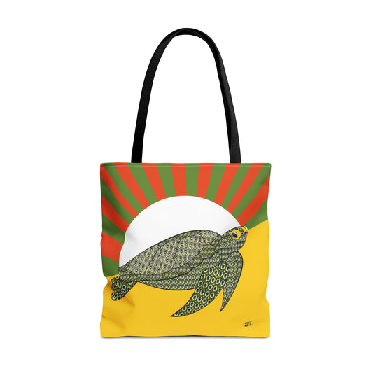 Sea Turtle in Green Fashion Tote - Fashion Tote & Beach Bag