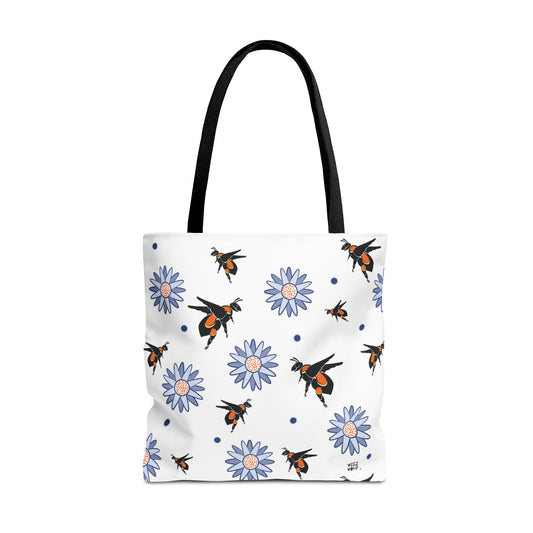 White Bumble Bee Fashion Tote & Beach Bag