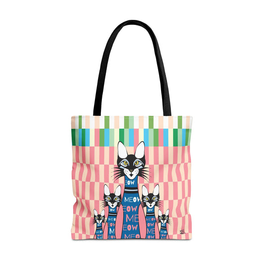 10 Pin Cat's in Pink - Fashion Tote & Beach Bag