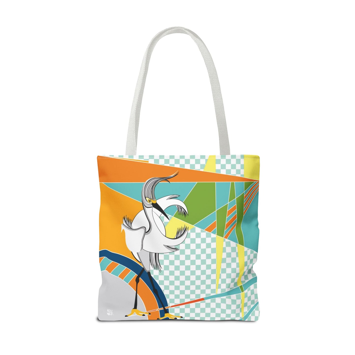 Egret Walks in Orange - Fashion Tote & Beach Bag