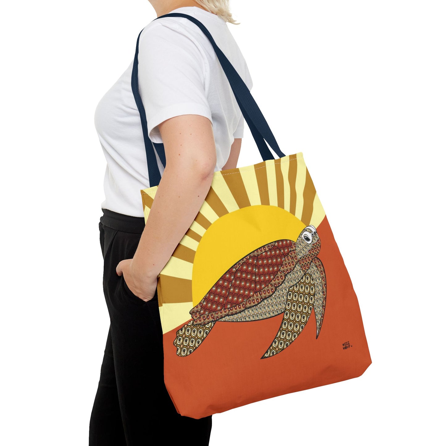 Sea Turtle in Rust Fashion Tote - Fashion Tote & Beach Bag