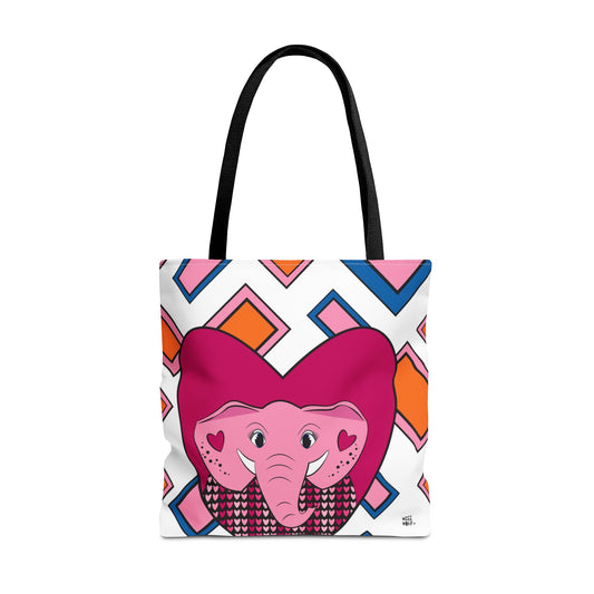 Elephant Love in Pink - Fashion Tote & Beach Bag