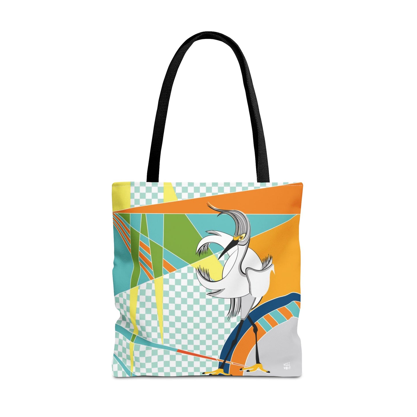 Egret Walks in Orange - Fashion Tote & Beach Bag