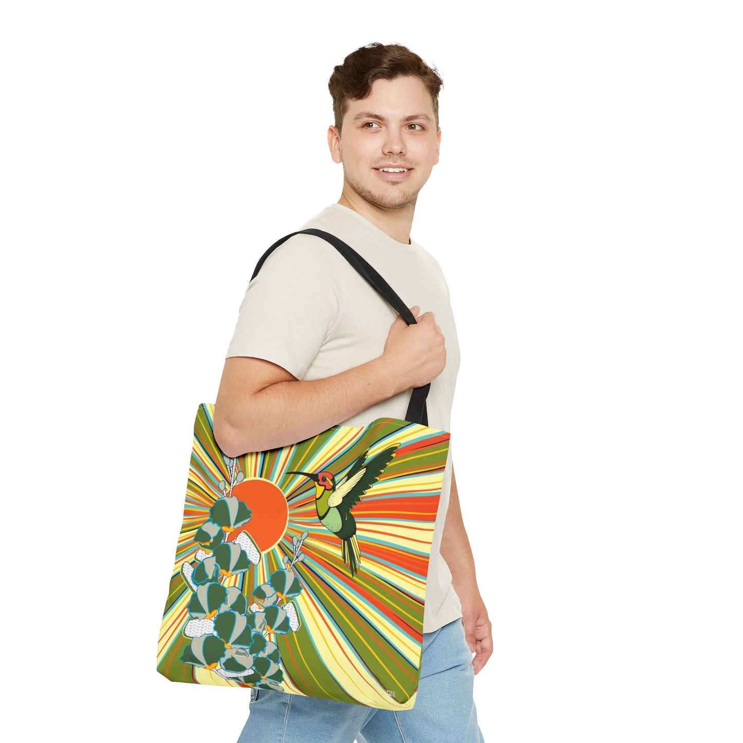 Hummingbird in Camo - Fashion Tote & Beach Bag