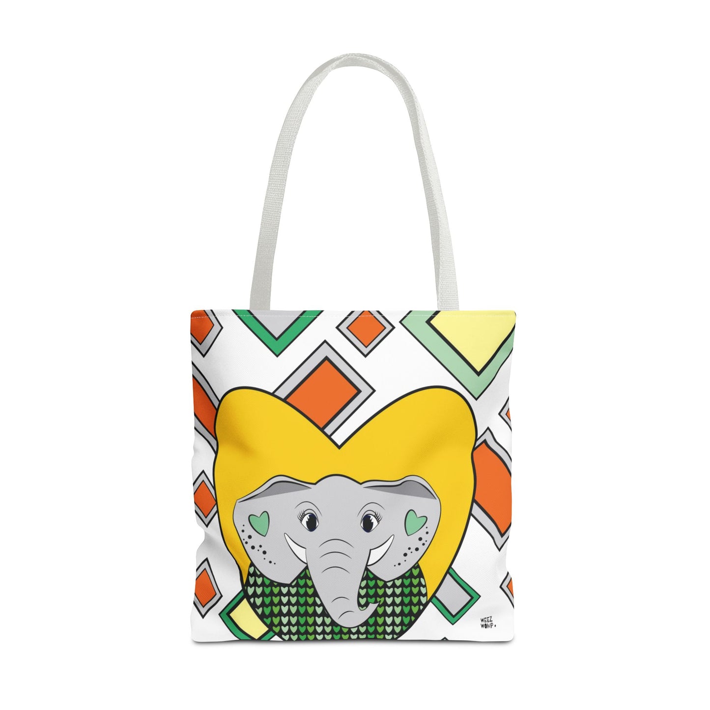 Elephant Love in Green - Fashion Tote & Beach Bag