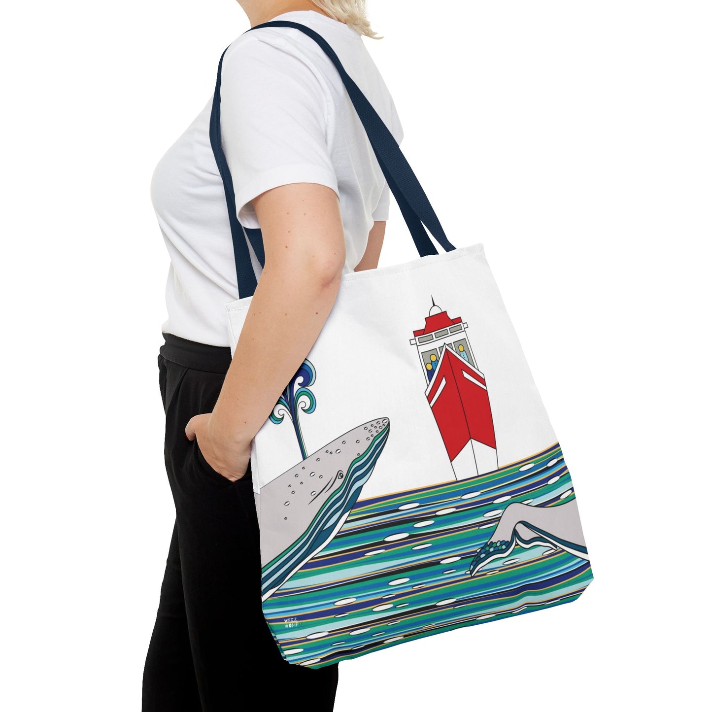 Watching Whales in White - Fashion Tote & Beach Bag