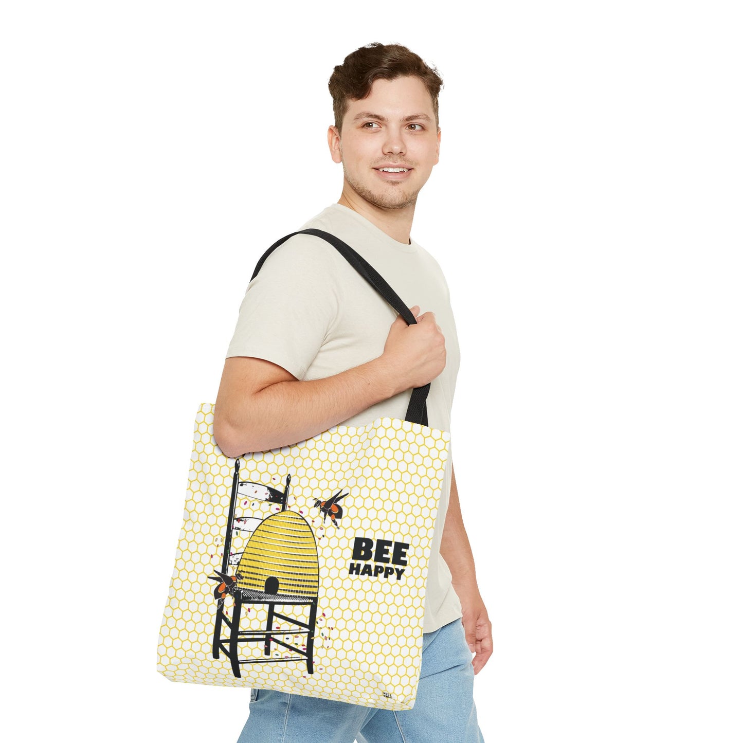 Bee Happy Bee Hive - Fashion Tote & Beach Bag