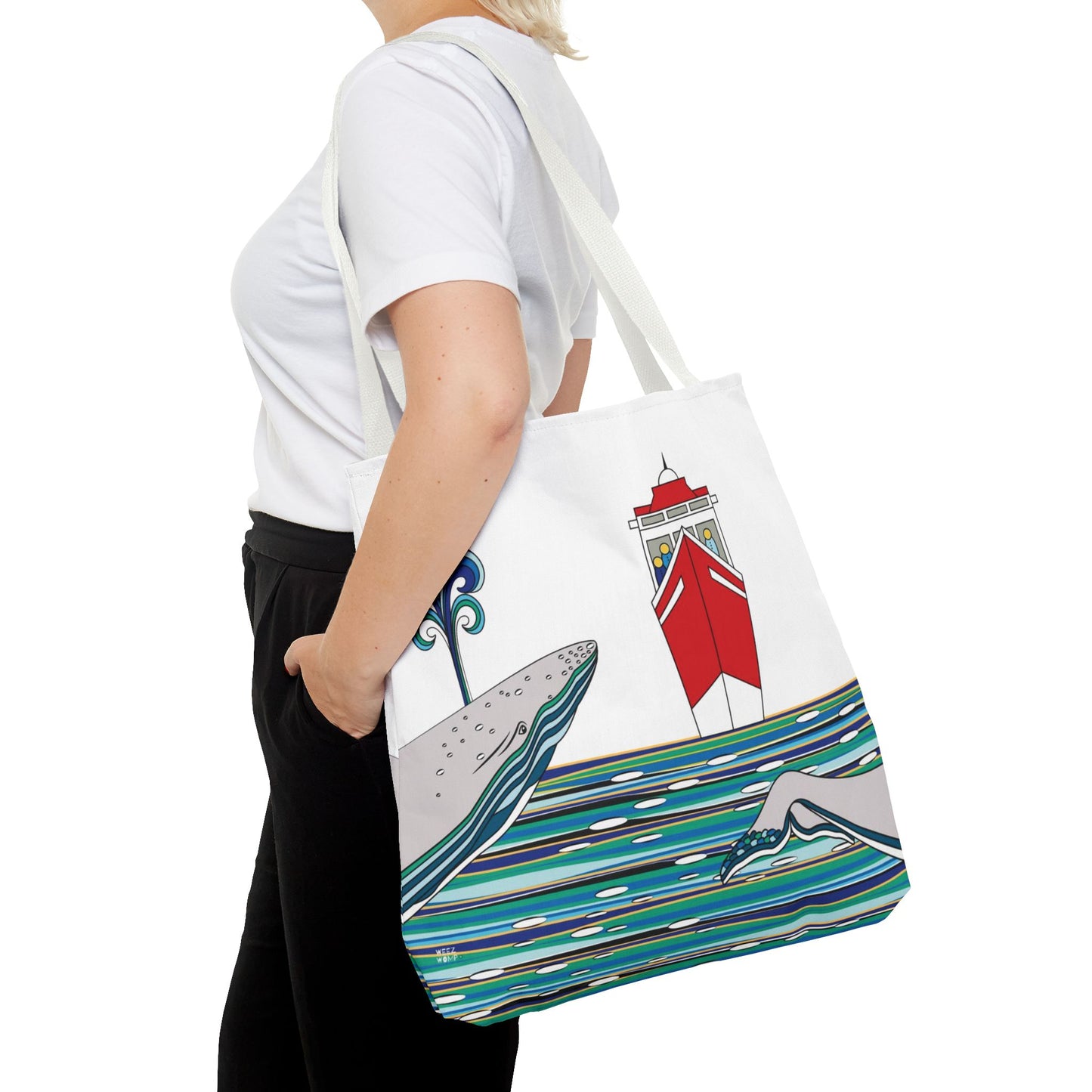 Watching Whales in White - Fashion Tote & Beach Bag