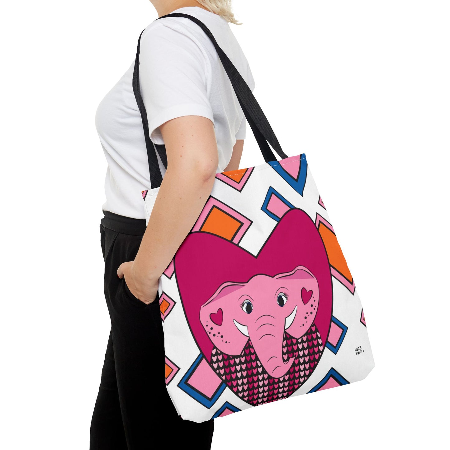 Elephant Love in Pink - Fashion Tote & Beach Bag