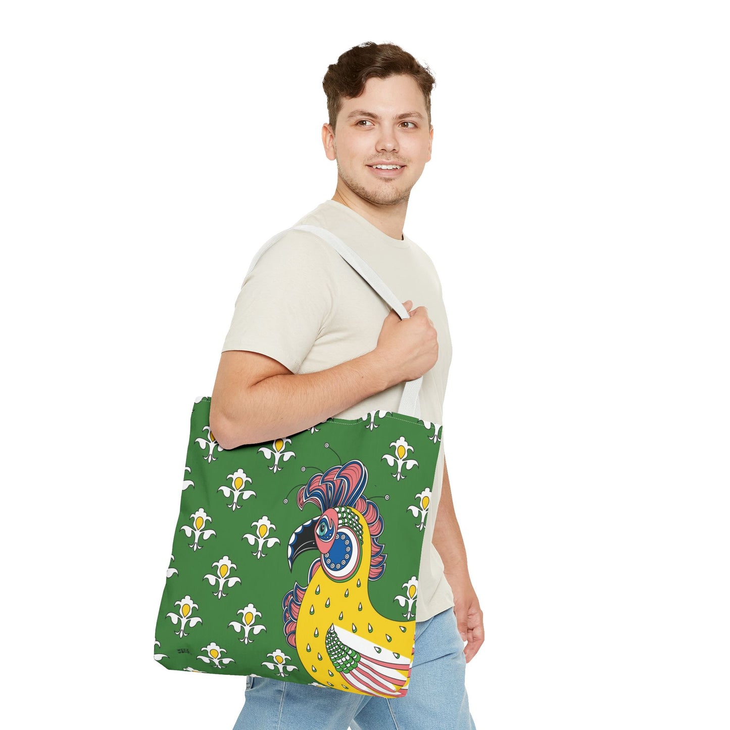 Fluer de Lis Rooster in Green - Fashion Tote & Beach Bag