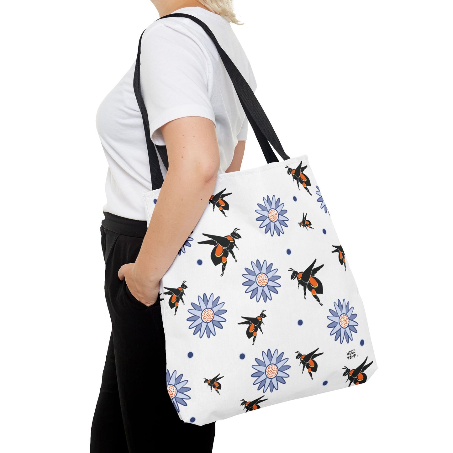 White Bumble Bee Fashion Tote & Beach Bag