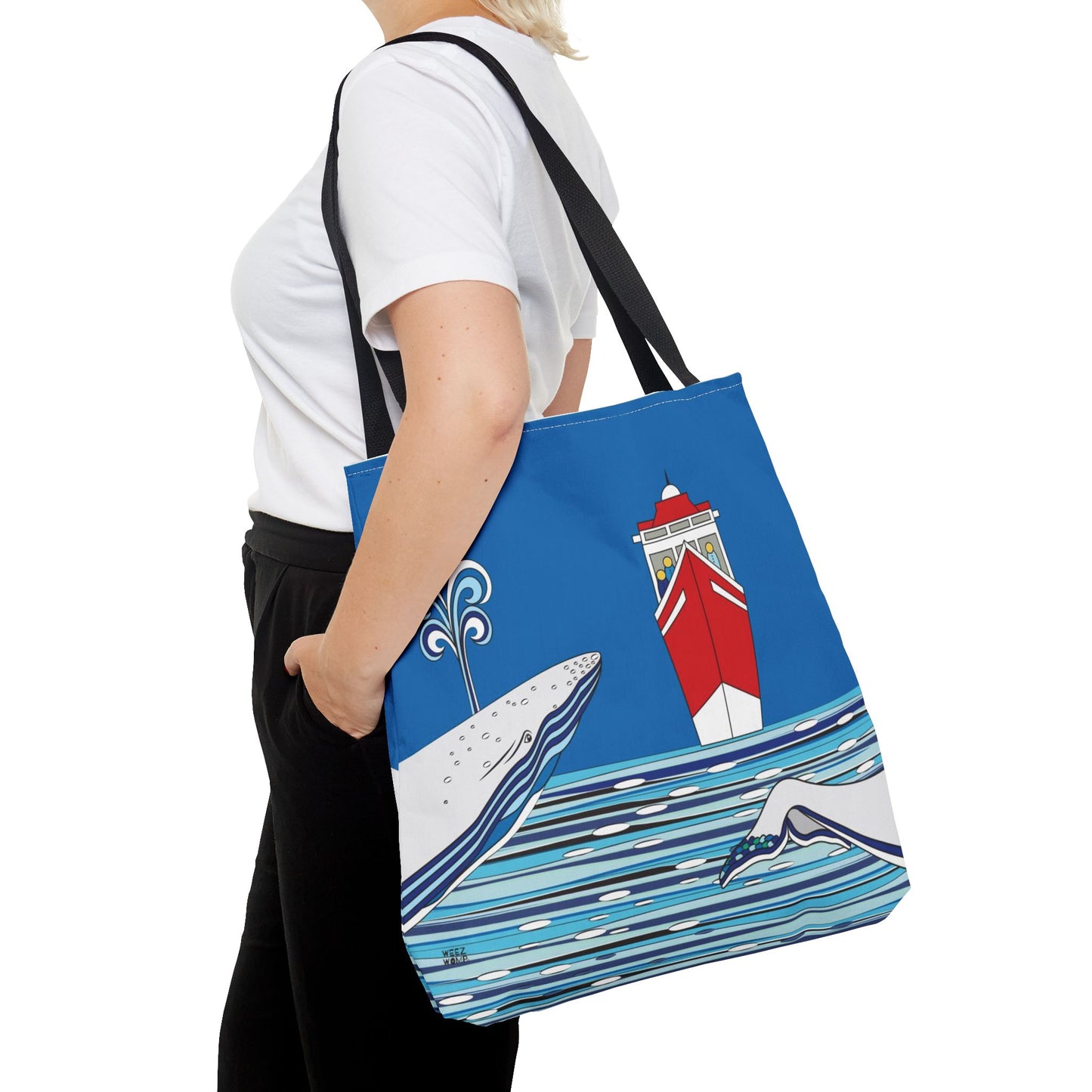 Watching Whales in Blue - Fashion Tote & Beach Bag