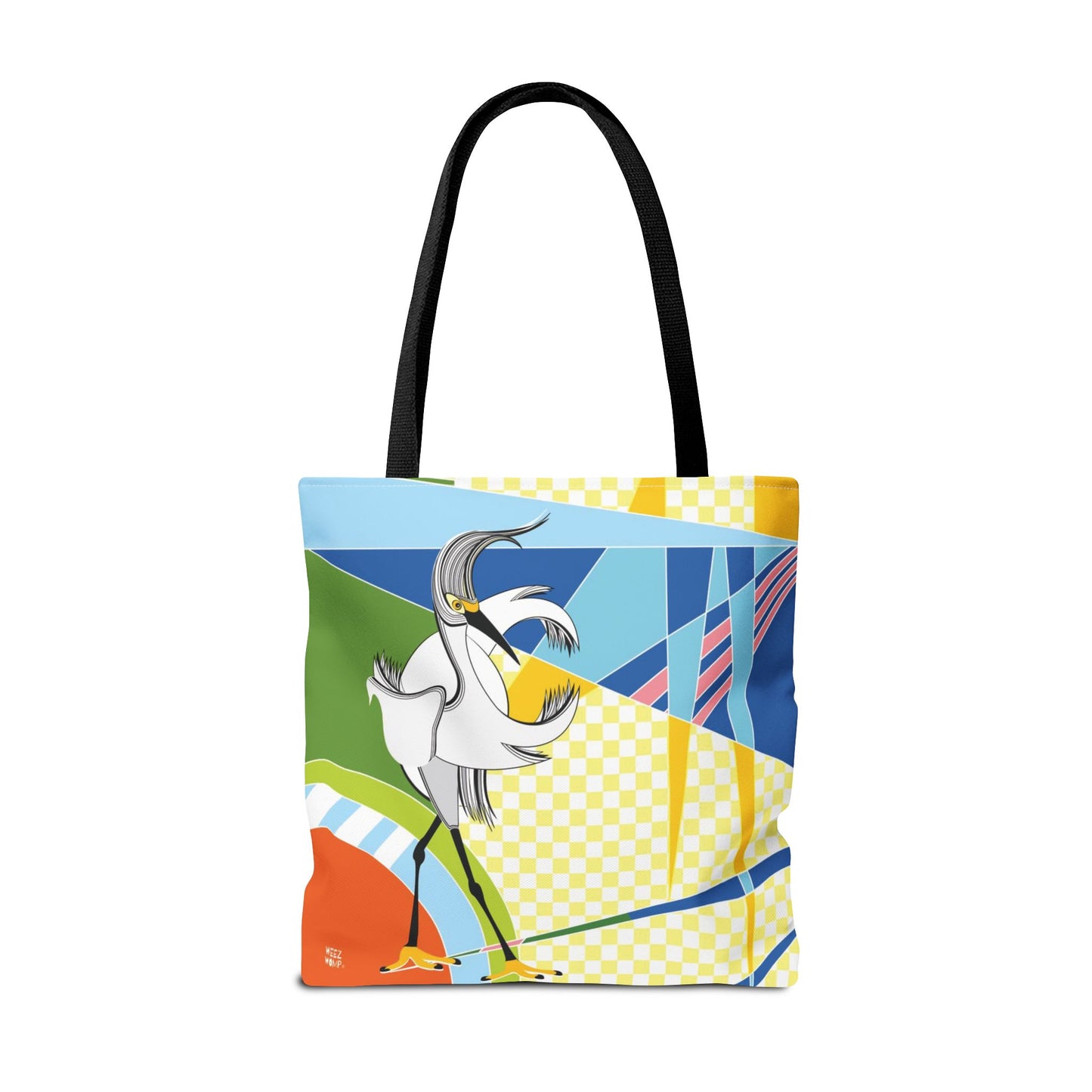 Egret Walks in Blue - Fashion Tote & Beach Bag