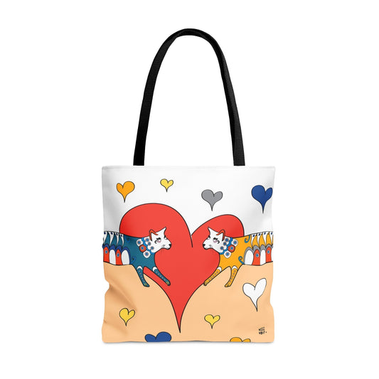 Cat Love in Orange - Fashion Tote & Beach Bag - WeezWomp