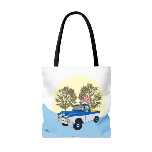 Chevy Truck in White - Fashion Tote & Beach Bag - WeezWomp