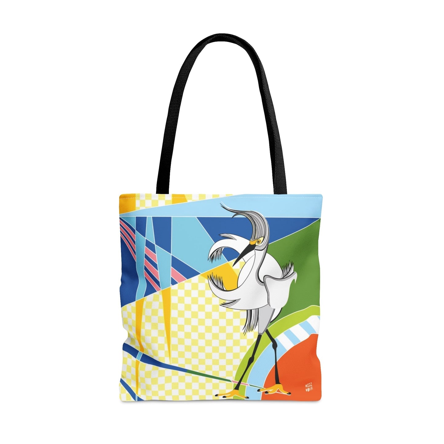 Egret Walks in Blue Fashion & Beach Bag - WeezWomp