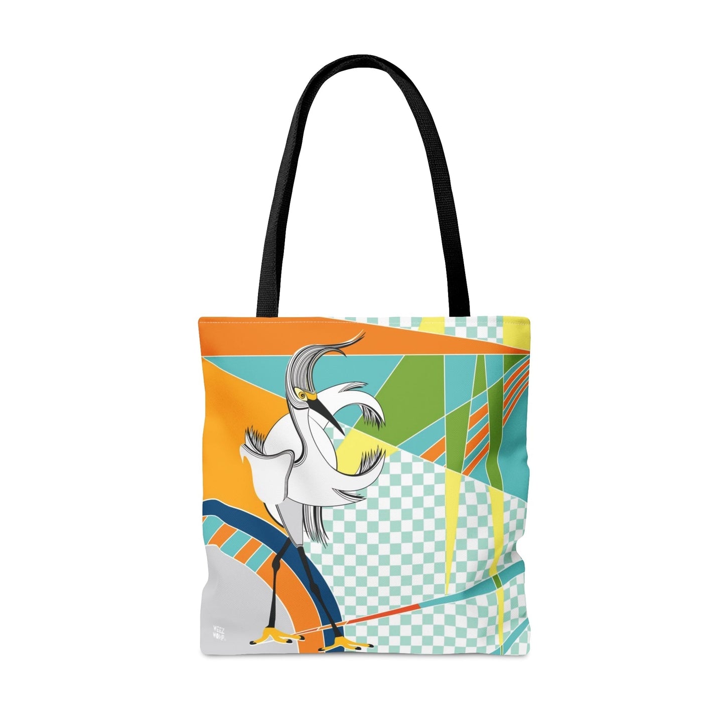 Egret Walks in Orange - Fashion Tote & Beach Bag - WeezWomp