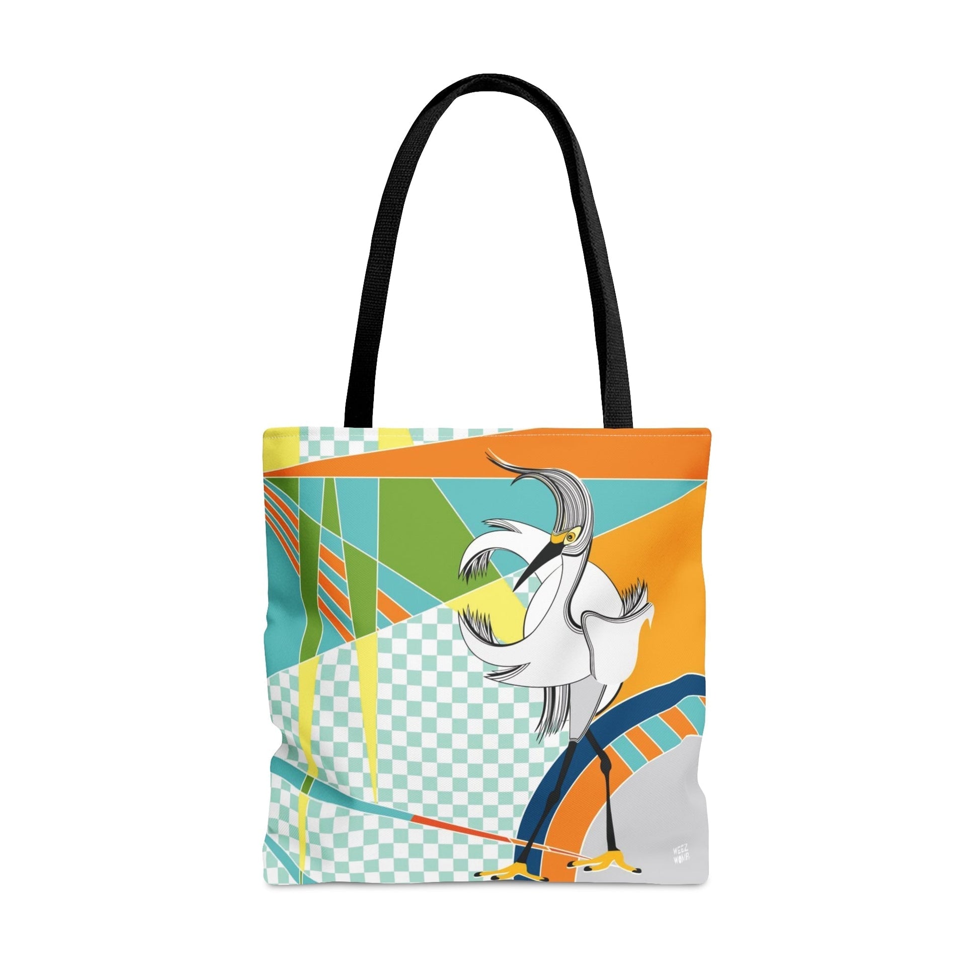 Egret Walks in Orange - Fashion Tote & Beach Bag - WeezWomp