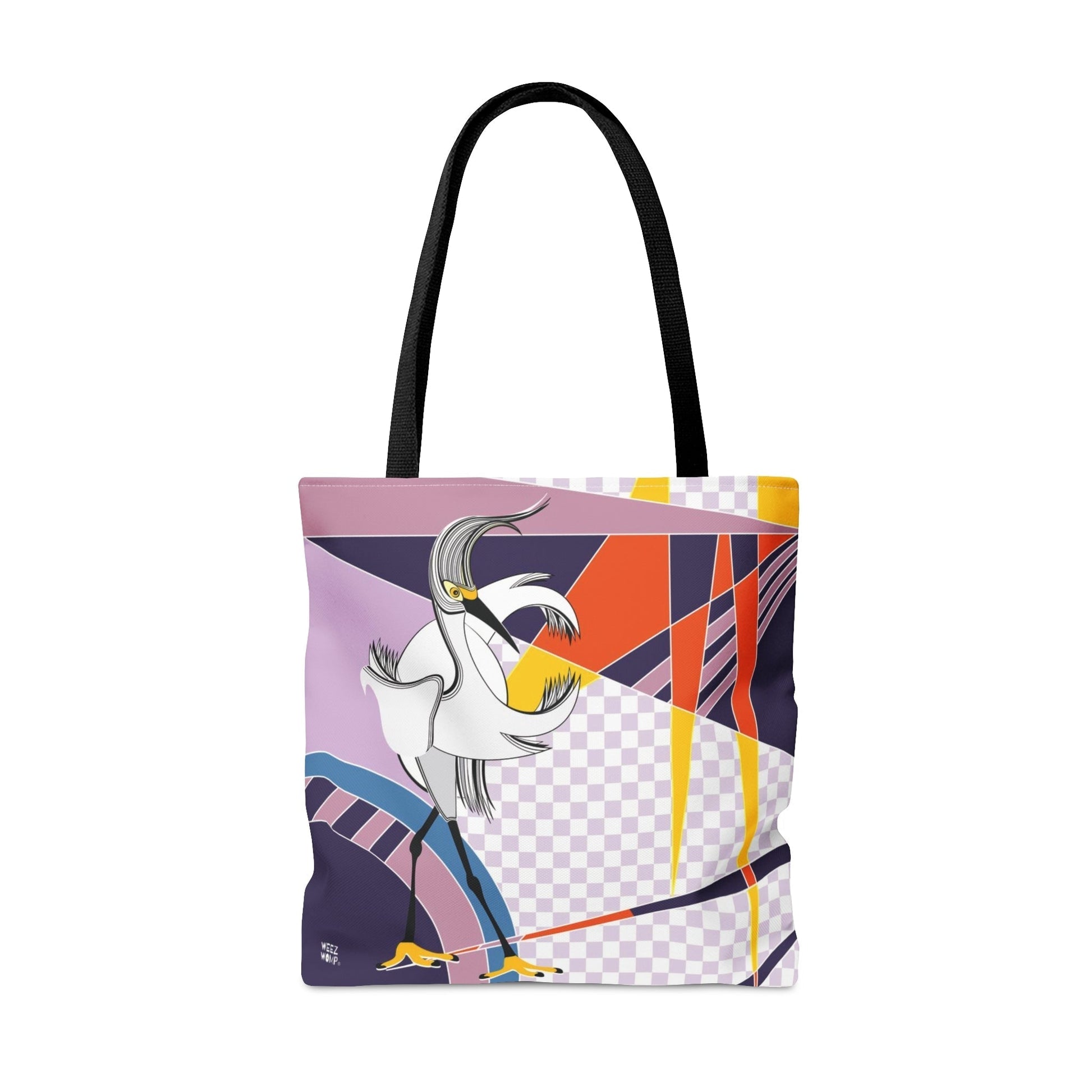 Egret Walks in Purple - Fashion Tote & Beach Bag - WeezWomp