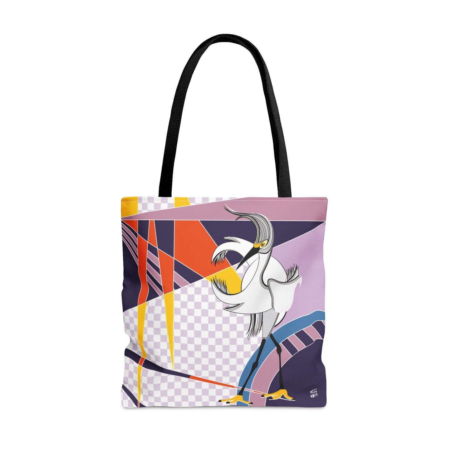 Egret Walks in Purple - Fashion Tote & Beach Bag - WeezWomp